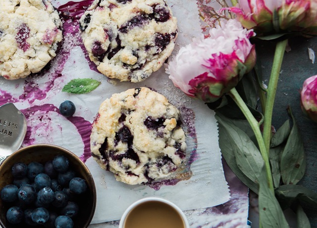 blueberry scones and flowers